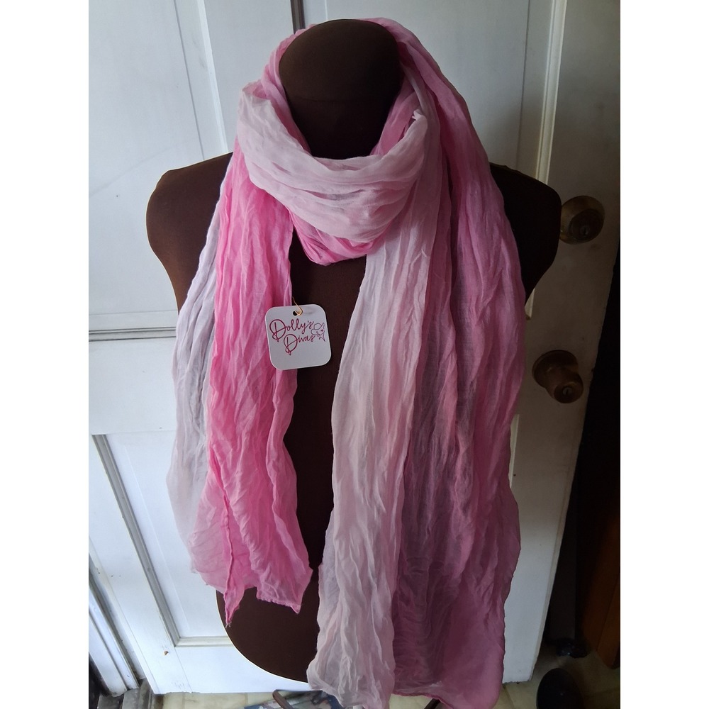 Bossani Scarf Womens OS Pink White Ombre Crinkle Lightweight NWT